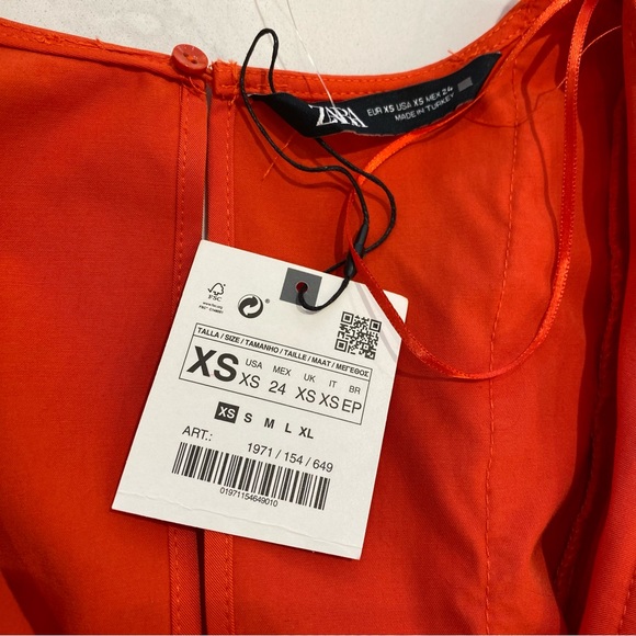 ZARA Ruffled Red/Orange Mini Dress, Women's (US XS) - Picture 11 of 12